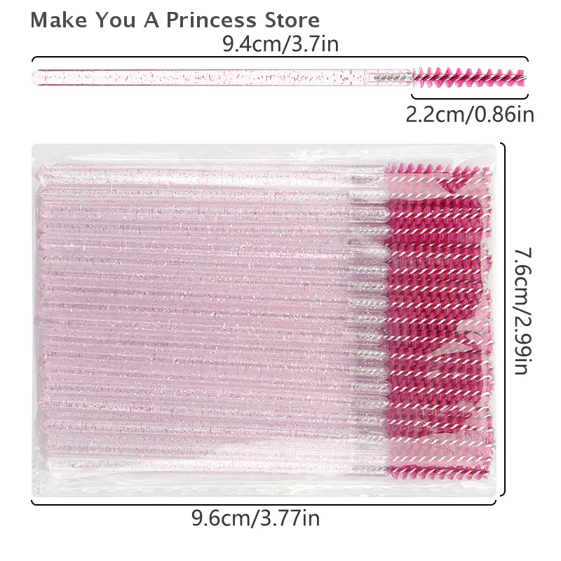 50 pièces Extension de cils arc-en-ciel cristal Mascara baguette applicateur bobines cils pinceaux cosmétiques ensemble outil de maquillage