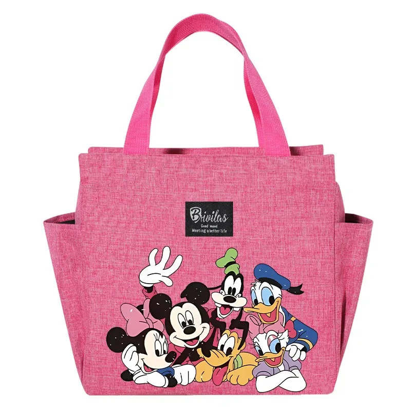 Kawaii Disney Insulated Lunch Box Pack Mickey Thermal Bag Large Capacity Food Storage Bags Women Travel Picnic Handbags Kid Gift