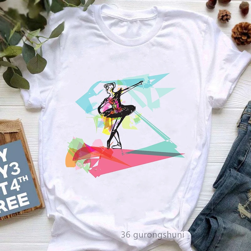 Dance Is My Rainbow Graphic Print Tshirts Girls Lovely Dancer T Shirt Female Summer Tops Tee Shirt Femme Harajuku Shirt