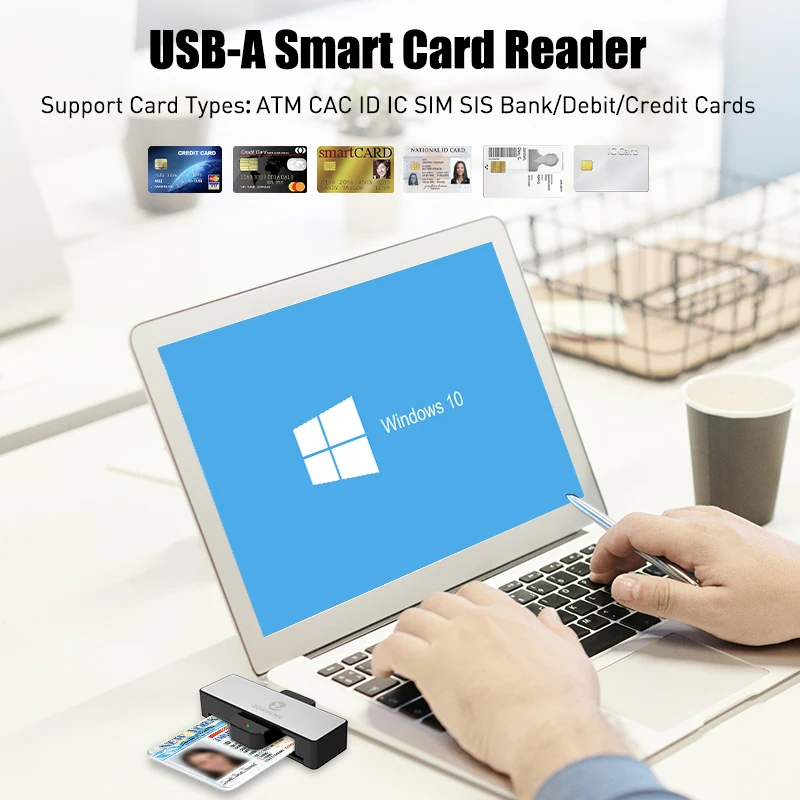 Lettore di smart card Zoweetek USB-A ID Lettore DNI elettronico per smart card DNI con chip DNIE ZW-12026-4