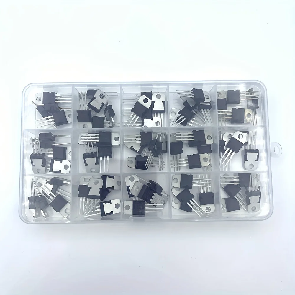 LM317T L7805 L7806 L7808 L7809 L7810 L7812 L7815 L7909 L7915 Transistor Assortment Kit 15Value*5Pcs 75PCS Voltage Regulator Box