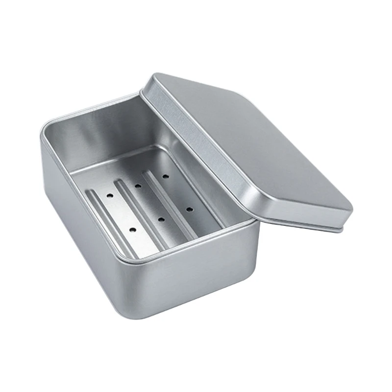 Square Aluminum Soap Dish Soap Box with Lid Aluminum Soap Holder Travel Soap Travel Soap Tray Container for Hotel