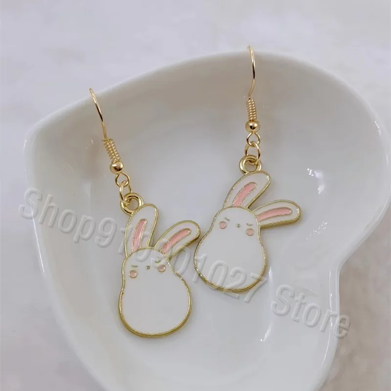 Cute Fashion Rabbit Moon Star Earrings Girl Cute Enamel Rabbit Earrings Wedding Pendant Jewelry Rabbit Year Earrings Gift image 4
