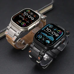 Luxury Leather Band for Apple Watch Ultra 3 2 49mm Series 11 10 46mm 9 8 7 45mm Correa Strap for iWatch 6 5 4 Se 3 44mm Bracelet