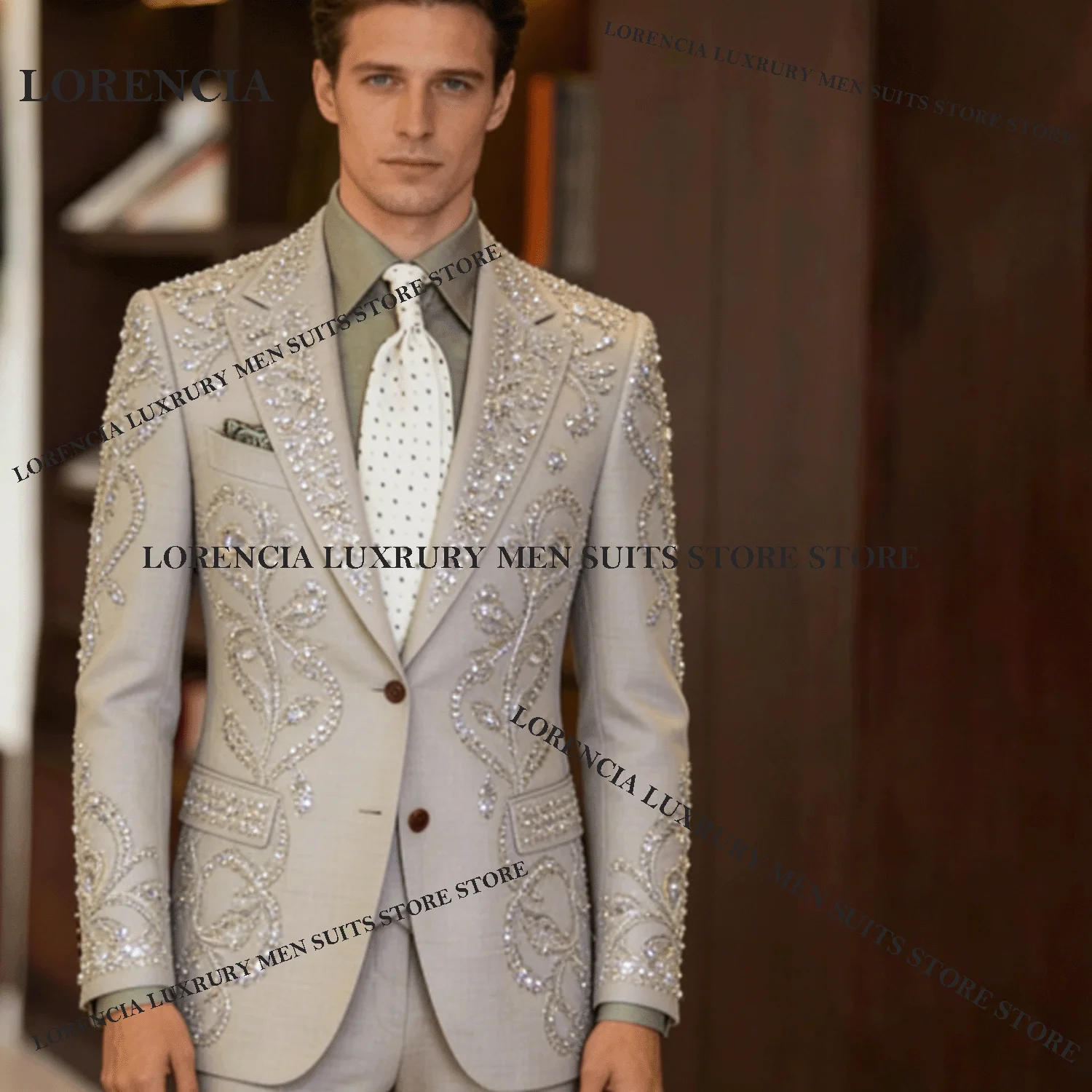 

Glitter Sequin Men Suit Exquisite Jewelry Paillette Wedding Tuxedos Slim Ropa hombre 2 Pieces Sets Groom Male Blaze Customized