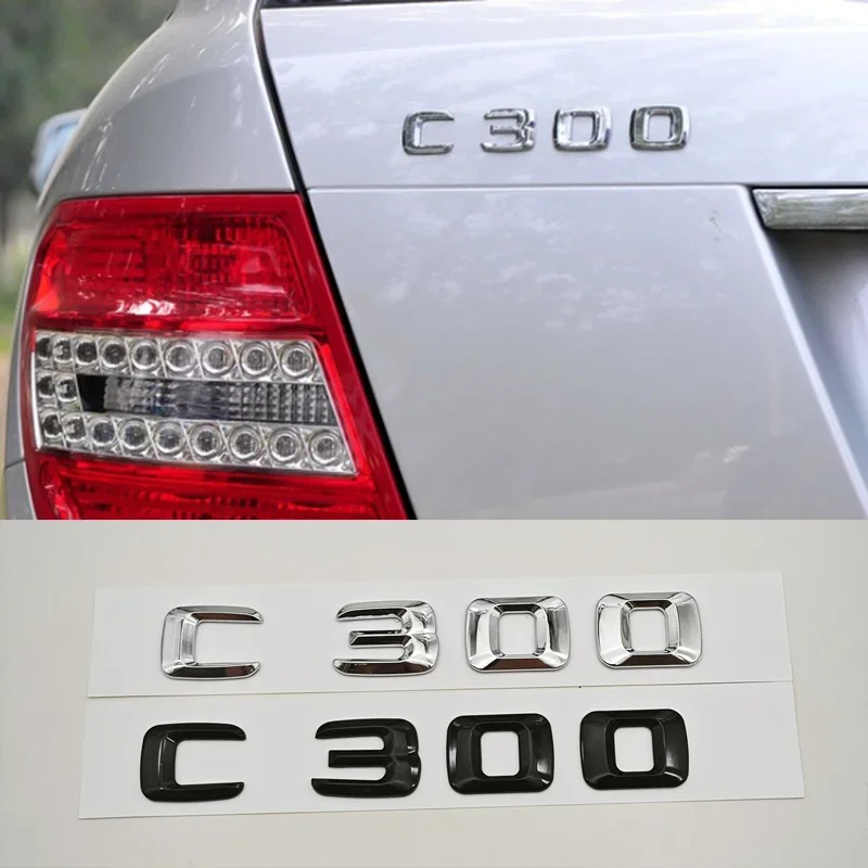 3D ABS Car Letters Logo C300 C350 4MATIC Rear Trunk Badge Sticker Decals For Mercedes Benz C Class C300 C350 W205 Tail Marking