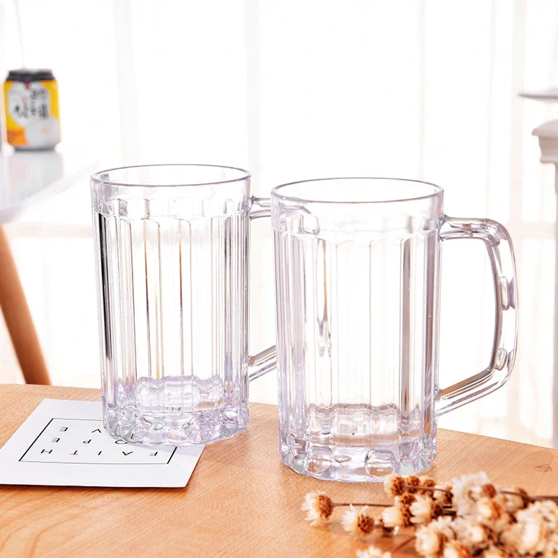 2pcs 500ML Transparent Beer Mug Plastic Breakfast Milk Coffee Water Cup Barware Drinkware   Party  KTV