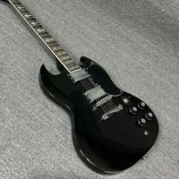 High Sound Quality Black SG Electric Guitar Rosewood Fingerboard Mahogany Body Lightning Inlaid Free Transportation