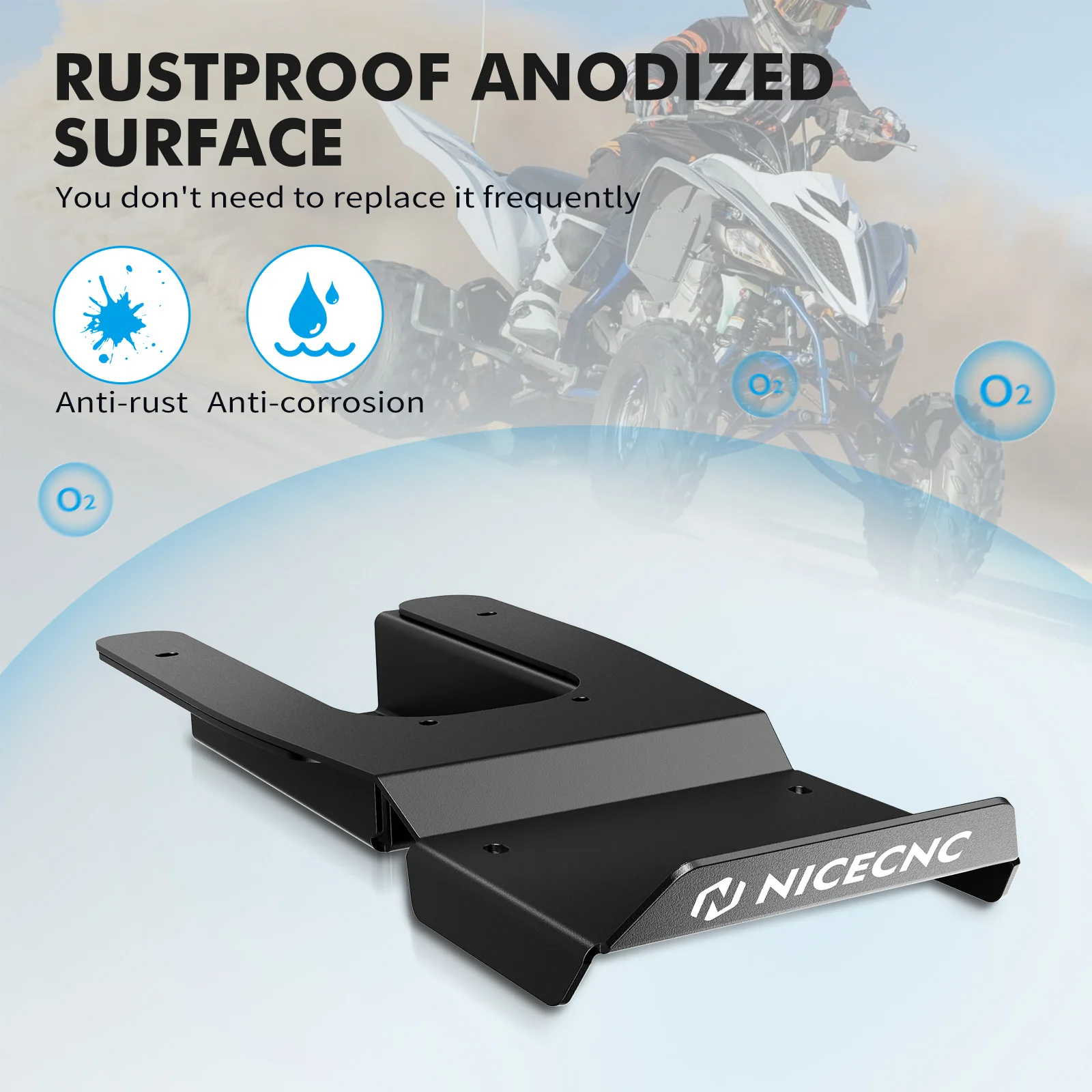 NICECNC ATV Swing Arm Skid Plate For Yamaha Raptor 700 Raptor 700R YFM700 YFM700R 1PE-F219X-00-00 Rustproof Anodized