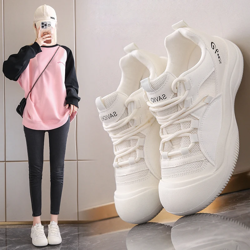 

Breathable Mesh Platform Sneakers for Women 5cm Thick Sole Comfortable Walking Shoes Non Slip Fashion Athletic Footwear
