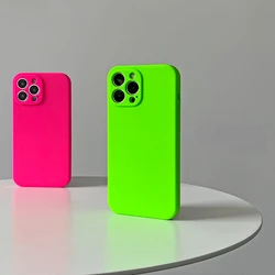 For IPhone 17 16 15 Pro Max Case Neon Liquid Silicone 13 XR XS MAX X Fluorescence Cover For IPhone 13 12 11 14 Pro Max Fundas
