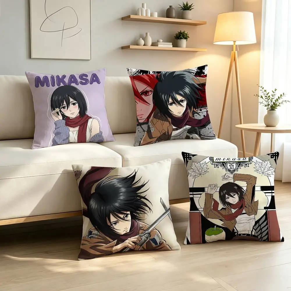 Mikasa A-Ackerman Attack on Titan Pillow Case Pattern Printed Pillowcase For Living Room Sofa Cushion Cover