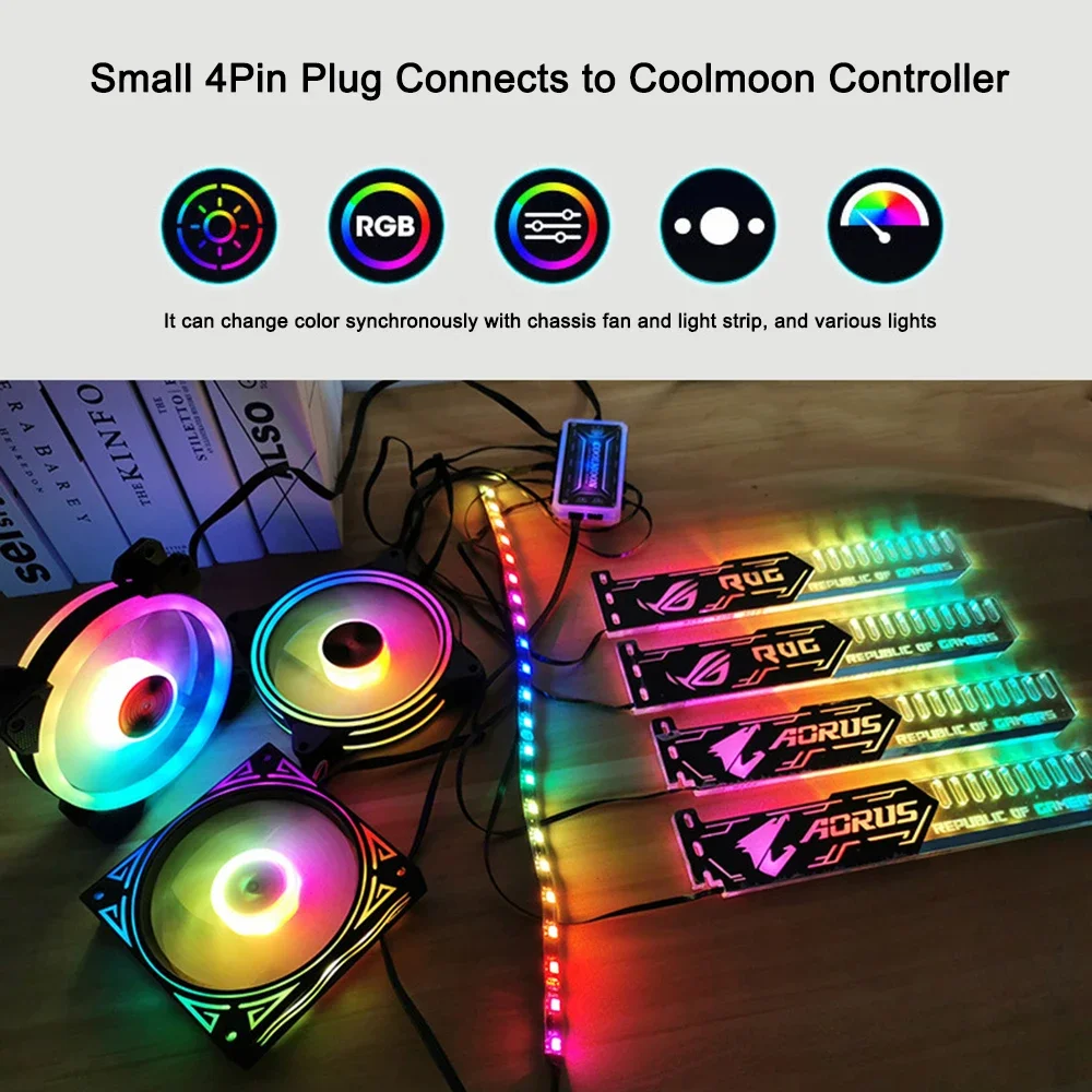 Soporte de tarjeta gráfica RGB de 25cm con conector de 4 pines, controlador de 12 colores para ordenador, compatible con tarjeta gráfica