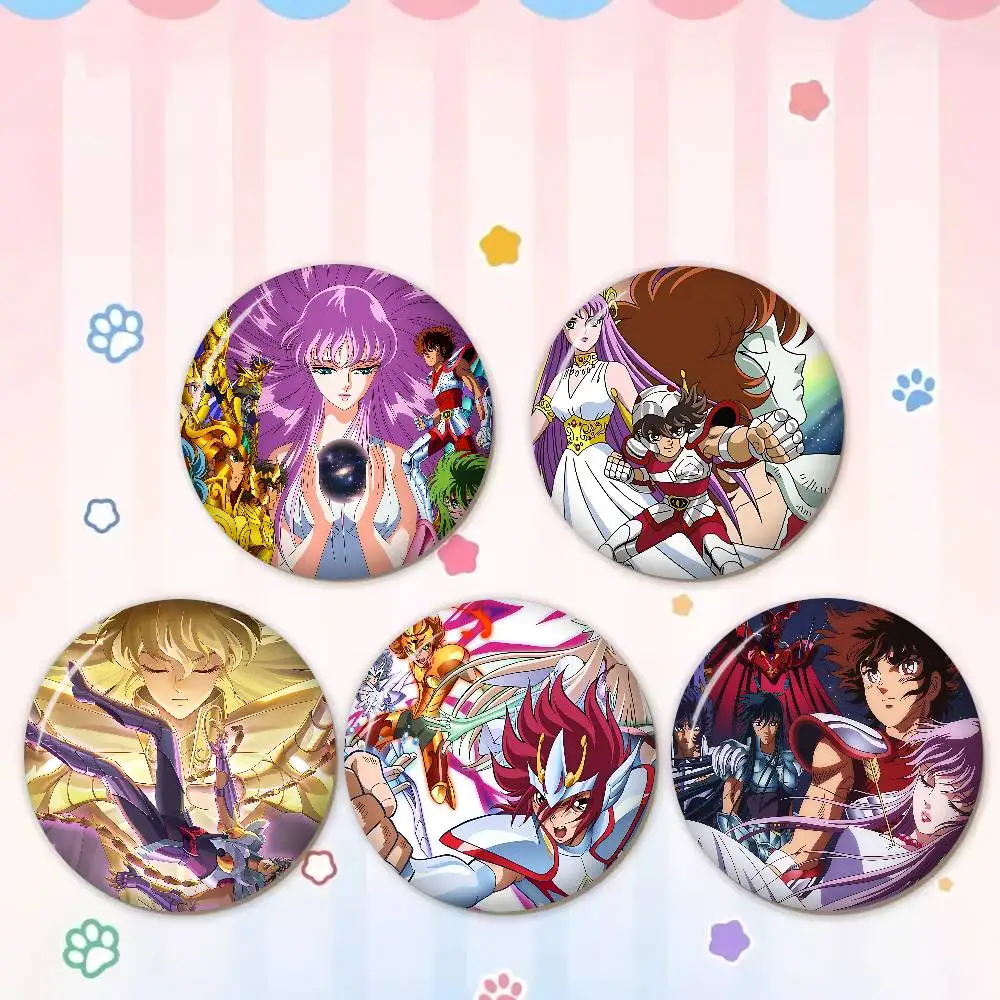 Japanese Hot Anime S-Saint Seiya Soft Button Pin Bright Printed Icon Gift For Friends Badge Collar Brooch Lapel Pin Metal