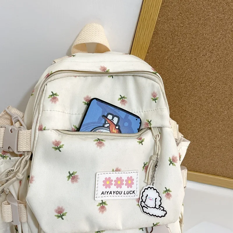 Mini Small Backpack Multi-Function Ladies Phone Pouch Pack Flower Print Ladies School Backpack Bag for Women school purse girls