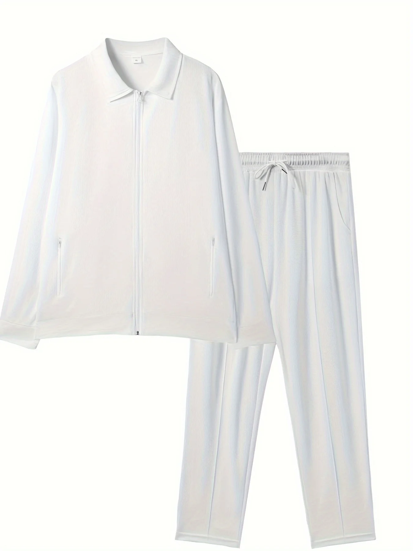 Мужской однотонный спортивный комплект из 2 предметов с длинными рукавами, куртка на молнии и брюки, подходит для занятий спортом на открытом воздухе