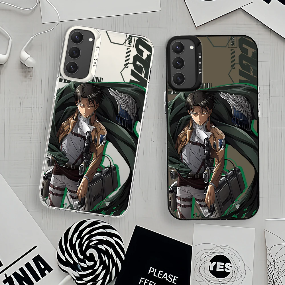 Anime A-Attack on T-Titan L-Levi Phone Case For Samsung Galaxy S24 S23 S22 Plus Ultra FE A71 A55 A54 A53 Laser Cover