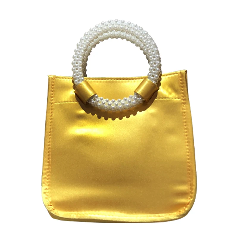 Retro Yellow Satin Niche Light Luxury Women Bag New Pearl Tide Handbags for Women 2022 Designer Trendy High-end Elegance Office