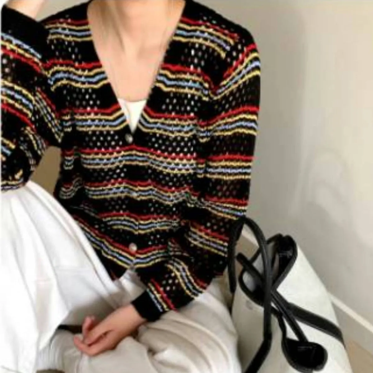 

Women's V-Ne Open Cardigan Sweater 2025 New Korean Sle Versatile Design Lazy Sle Personali Outerwear Knitted Top