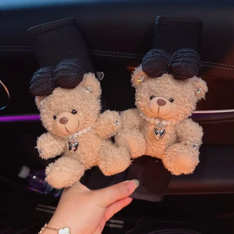 الكرتون الدب مقعد السيارة حزام غطاء مقعد السيارة الكتف اكسسوارات السيارات الداخلية غطاء حزام الأمان الديكور