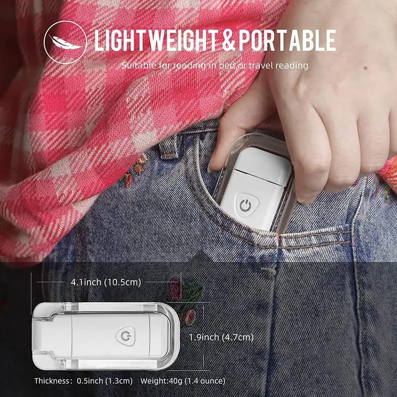 USB Rechargeable Book Reading Light LED Clip On Book Lights Blue Light Blocking Eye Care Lamp 3 Brightness Adjustable Clip On