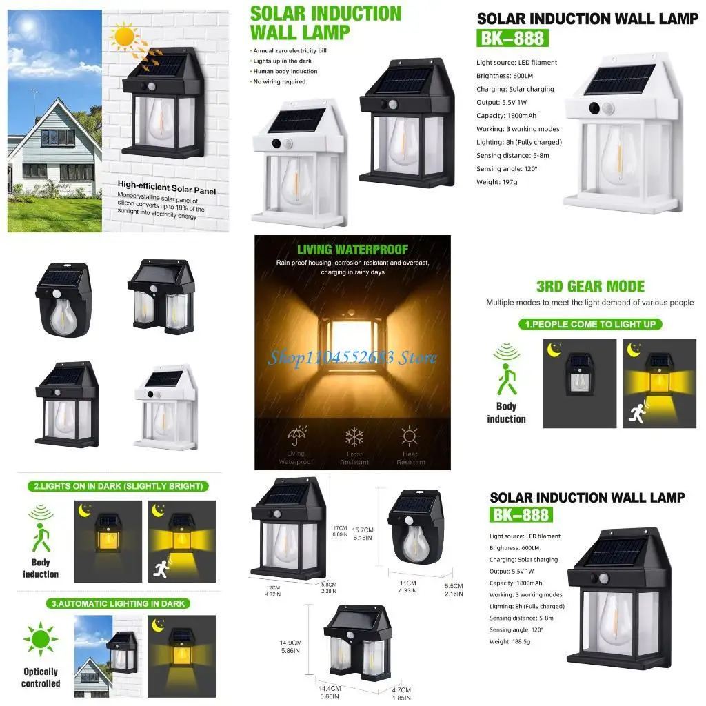 

Y6GD LED Wall Sconce IP65 Waterproof Solar Security Light Exterior Wall Mount Light