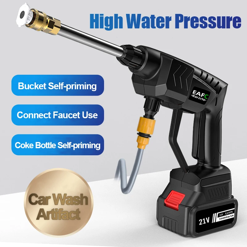 500W 60Bar Wireless High Pressure Car Wash Washer Gun 20000mAh Foam Generator Water Gun Spray Cleaner Car Washing Machine