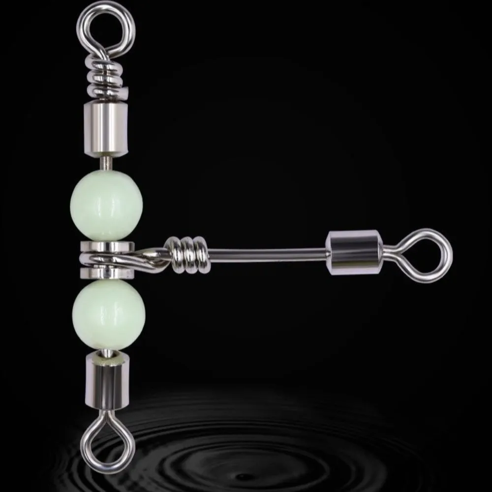 Lot de 5 émerillons de pêche en acier inoxydable, design rotatif, émerillon triple, perle lumineuse, structure renforcée