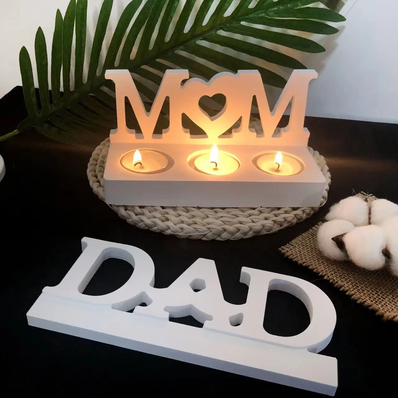 

Mother'S Day Candle Holder Silicone Mold Father'S Day Candlestick Mould DIY Aromatherapy Cement Gypsum Ornaments Decoration Mold