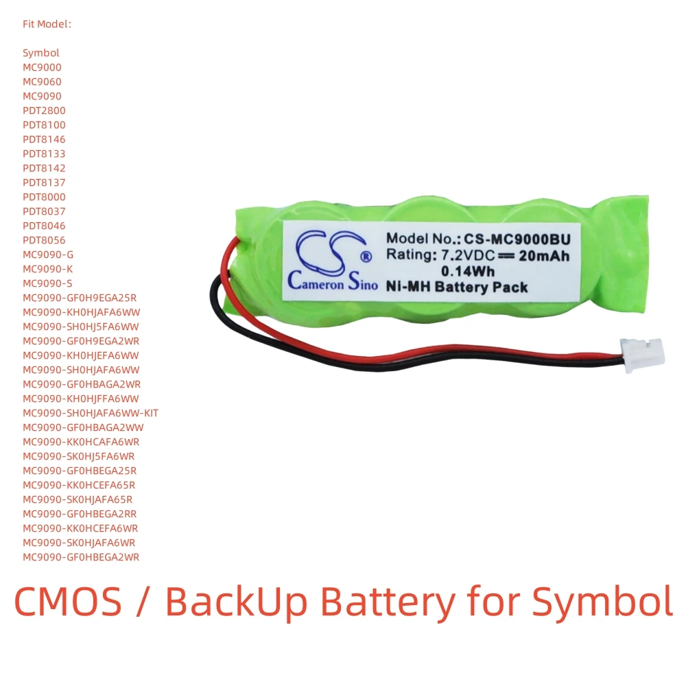 Ni-MH Battery for Symbol CMOS / BackUp.7.2V,20mAh,MC9000 MC9060 MC9090 PDT2800 PPT2800 PPT2842 PPT2846,OBEA000003B OBEA000003C