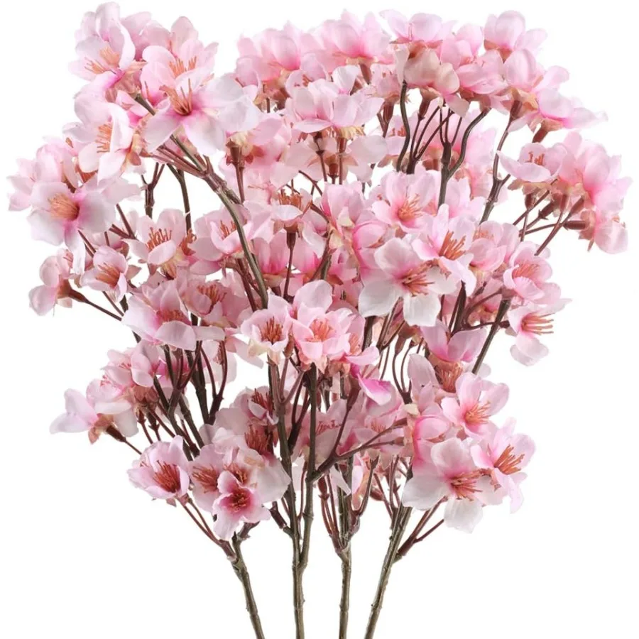

4 шт. искусственные ветки вишни: 15,7 дюйма искусственные вишни шелковые искусственные весенние цветы персиковые композиции для дома, свадьбы, спальни