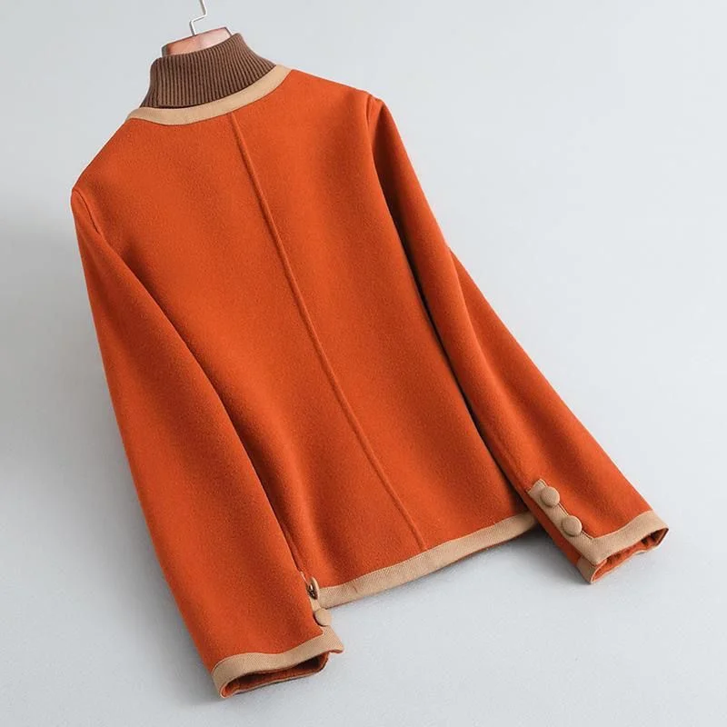 Autumn Fashion Fragrant Double Sided Woolen Coat Women's 2026 New Short Round Neck Single Breasted Casual Overcoat Female