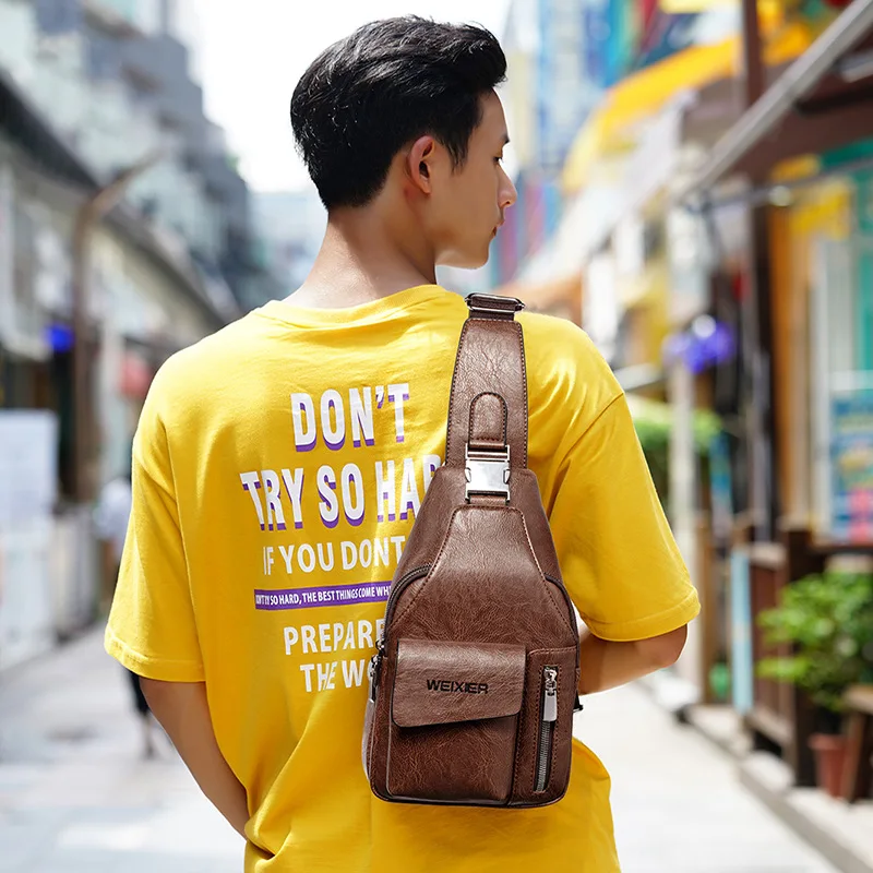 حقيبة صدر للرجال خارج محفظة الهاتف المحمول عبر الجسم متعددة الوظائف للتخزين مقاومة للماء وحقيبة ظهر ذات سعة كبيرة على الكتف #3