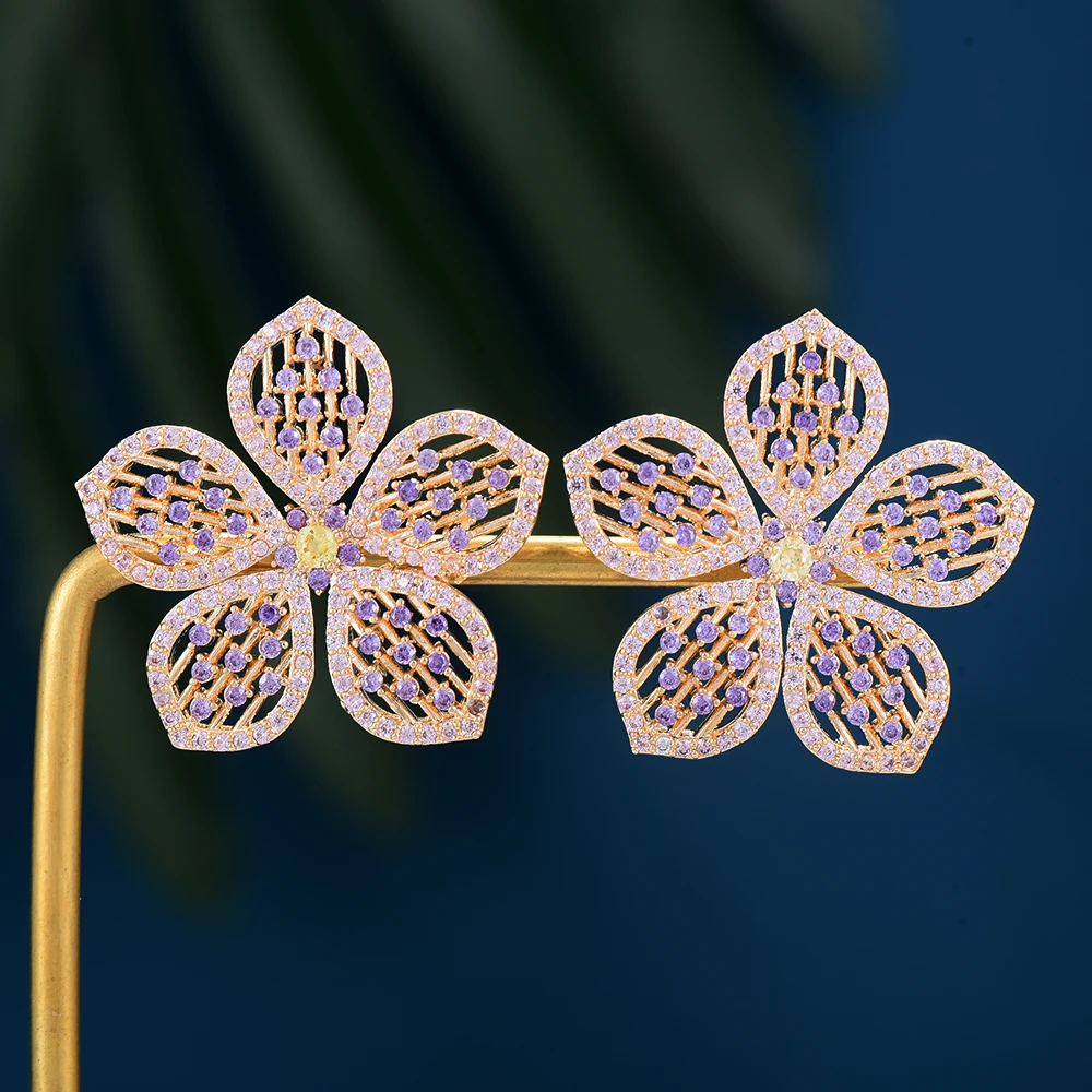 

Siscathy Luxury Zirconia Flower Earrings For Women Fashion Pendant Earring Wedding Party Jewelry Gitfs pendientes mujer moda