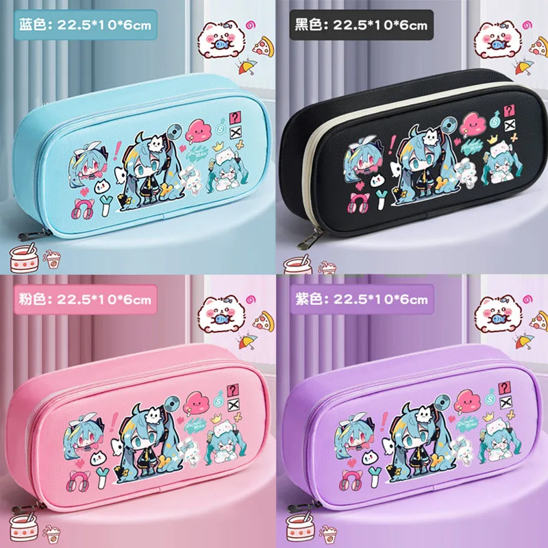

Hatsune Miku Figures Anime Peripheral Cartoon Virtual Singer Pencil Case Multifunctional Student Kids School Stationery Box Gift