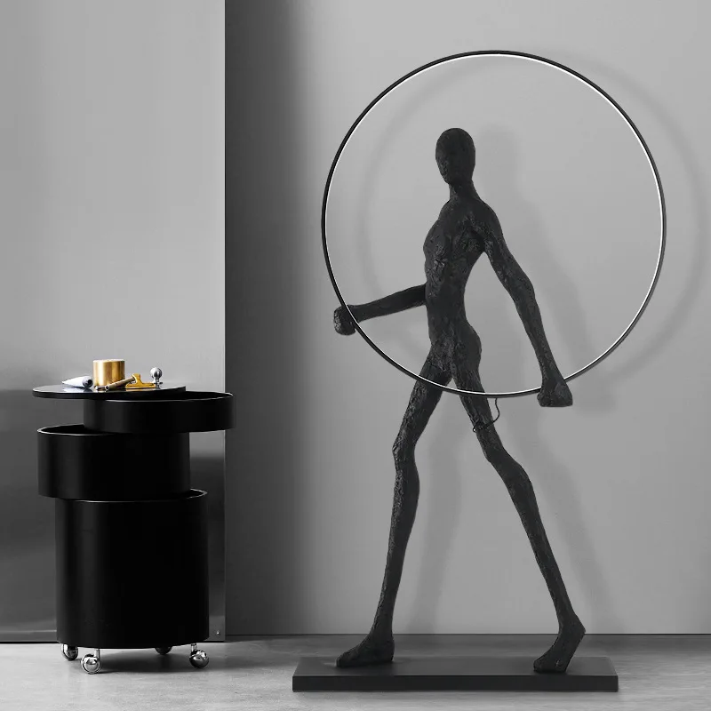 Modern H70.9 Inch Art Floor Lamp Personalized Exhibition Hall Lighting Sculpture Humanoid Shape Creative Decoration Circle
