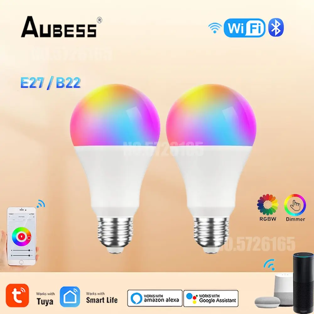 

TUYA Smart WiFi E27/E26 RGBCW LED Light Bulb Light Bulbs Tuya Smart APP Control 100-240V Dimmable Magic Bulbs Voice Control