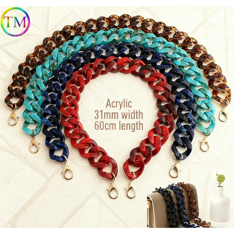 

1/5/10 шт., ширина 31 мм, красочная акриловая сумка, цепочка для кошелька, сменная цепочка для сумки, аксессуары для сумки на плечо «сделай сам» для женщин и девочек