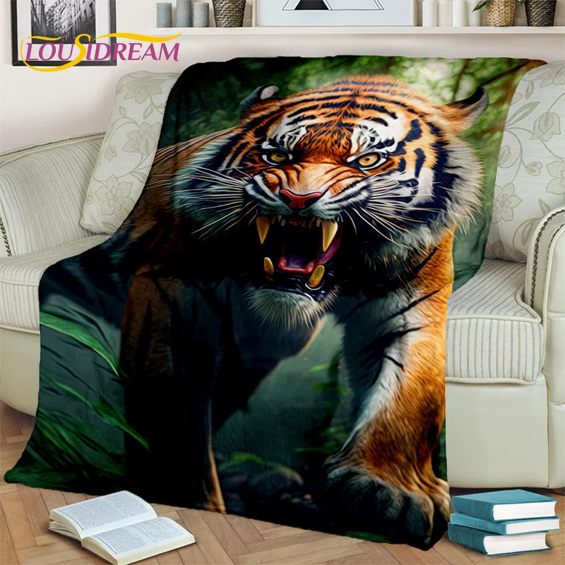 Beast Cartoon Tiger Lion Leopard Animal Wildlife  Blanket,Soft Throw Blanket for Home Bedroom Bed Sofa Picnic Cover Blanket Kids