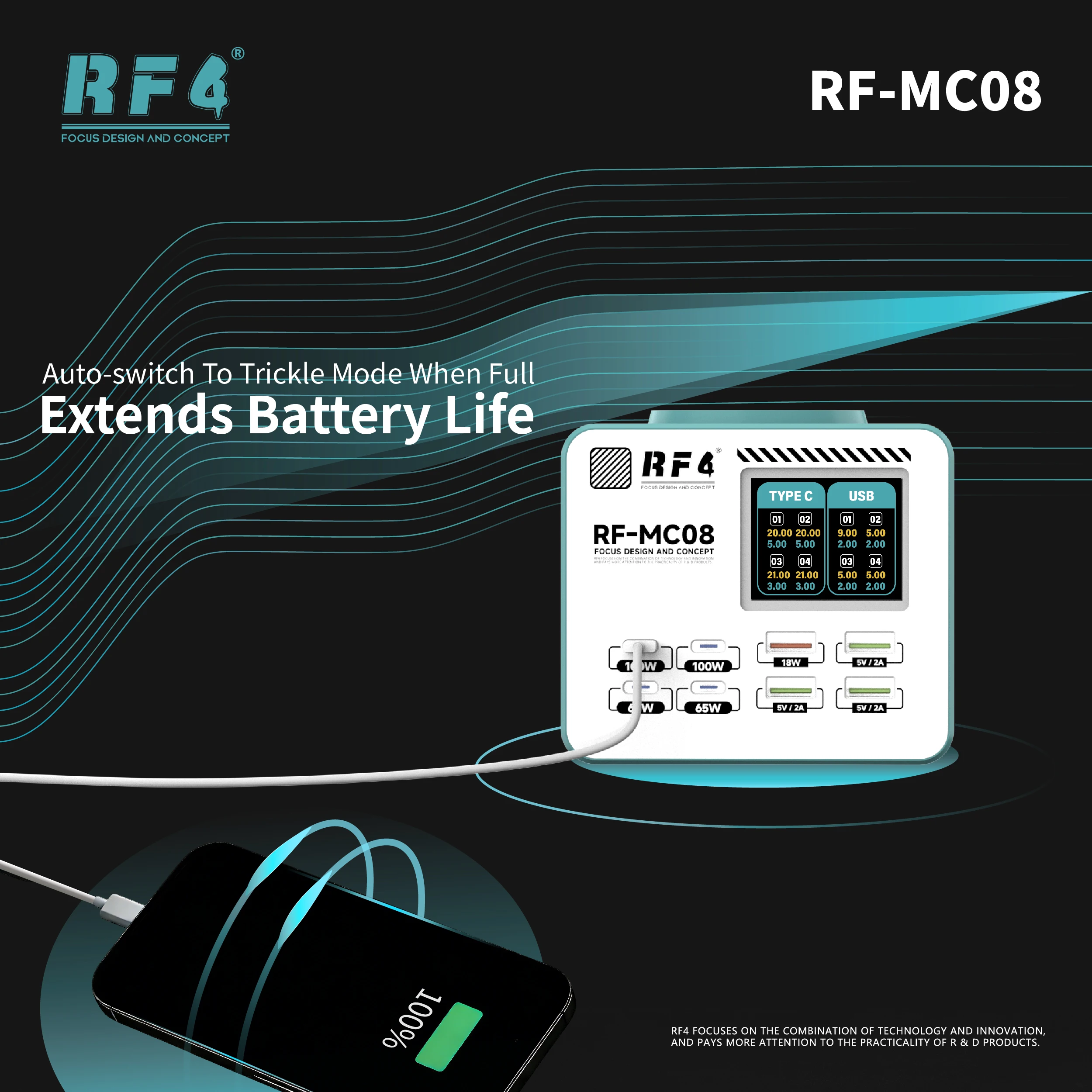 RF4 RF-MC08 Smart Multi-Port Charger 3