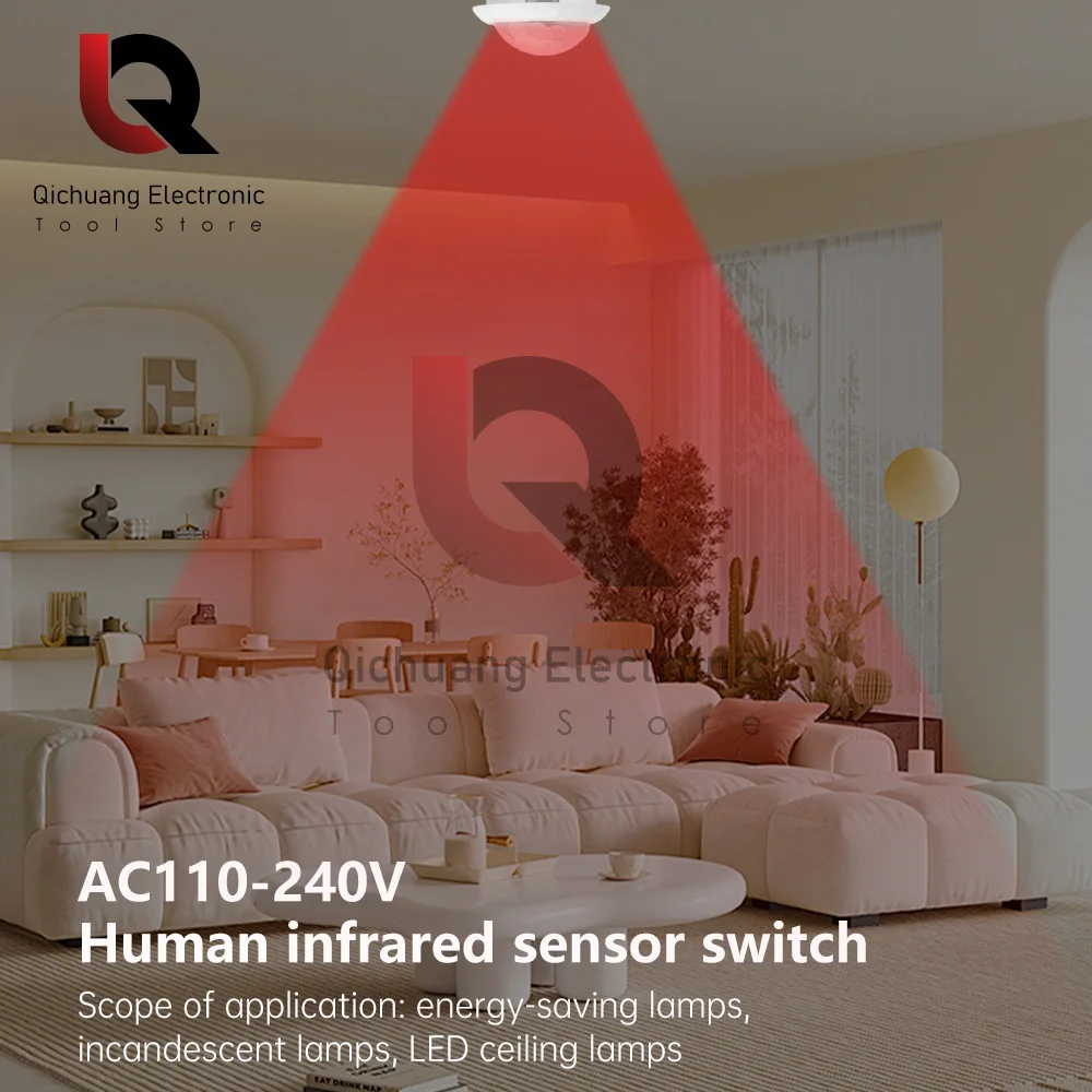 AC110-240V Automatic Sensor Light Switch LED PIR Embedded Human Infrared Motion Sensor Detection Night Light Indoor Outdoor