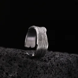 Retro Traces Strip Ring For Men Silver Color Punk Gothic Rock Hiphop Open Ring Biker Accessories Handmade Jewelry Unisex Gift