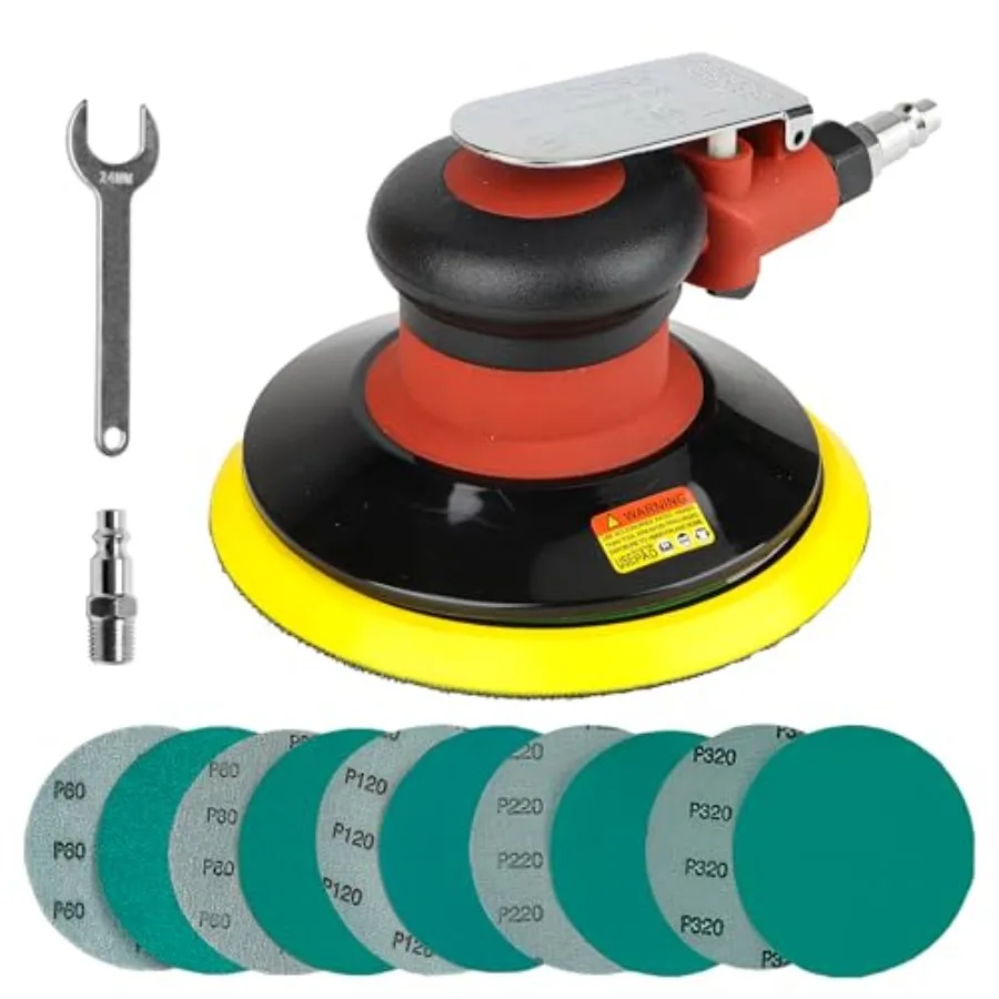 

Пневматическая эксцентриковая шлифовальная машина Heavy Duty Palm Air Powered Sander с 10 шт. наждачных бумаг, пневматический шлифовальный инструмент для пальмового шлифования