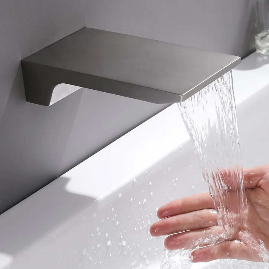 

Wall Mount Waterfall Tub Spout - High Flow Waterfall Bathtub Faucet Roman Bathtub Filler Faucet Spout for Bathroom Vessel l