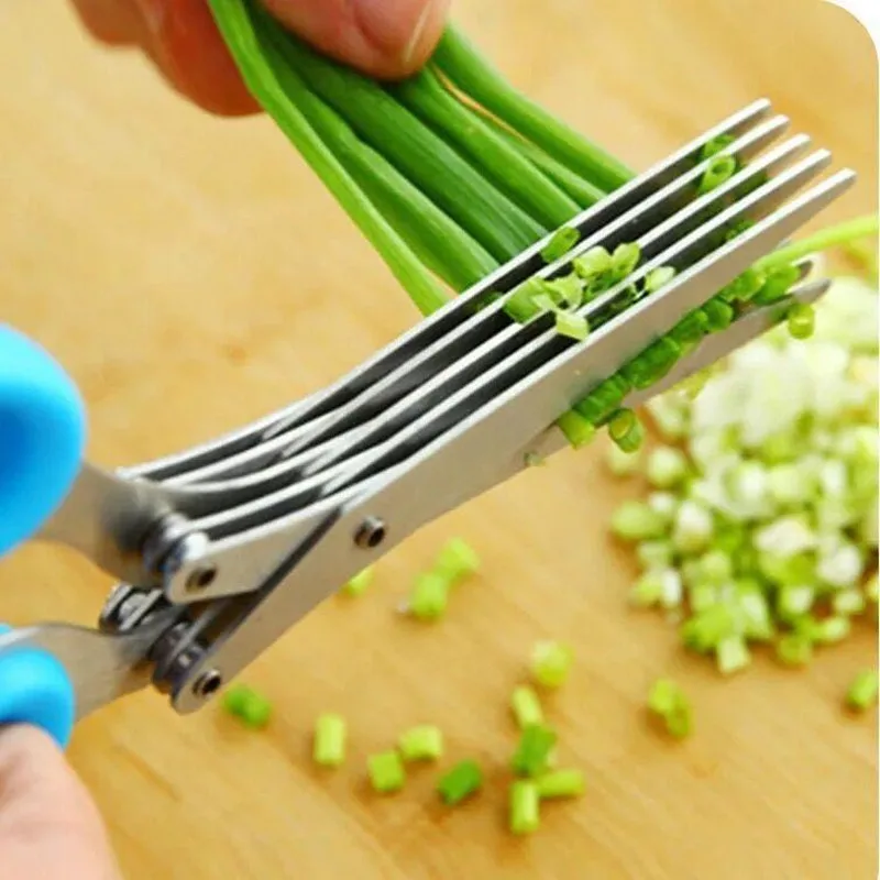 Multi-layers Kitchen Scissors Stainless Steel Vegetable Cutter Scallion Herb Laver Spices cooking Tool Cut Kitchen Accessories