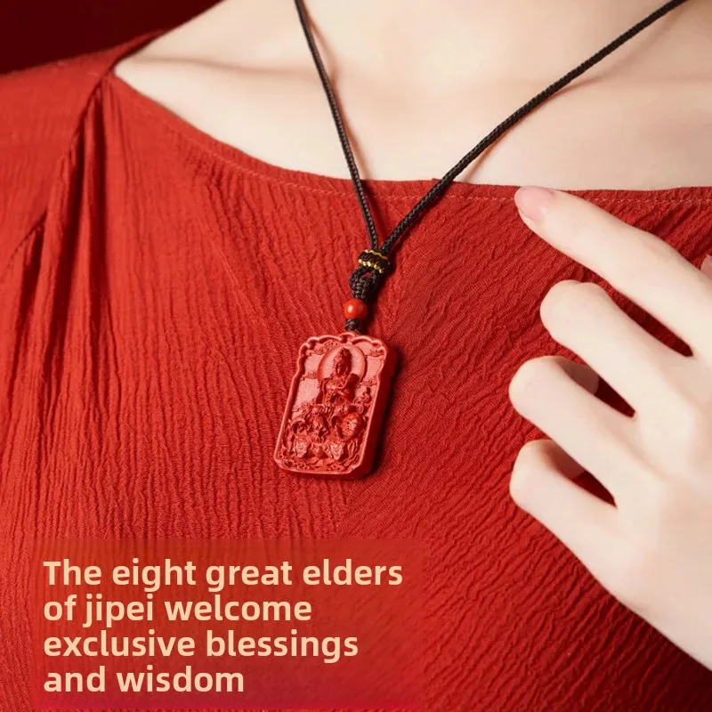 Raw Ore High Content Water Flying Sand Cinnabar Zodiac Amulet Buddha Card Horse Year Guardian God Pendant Necklace Lucky Pendant