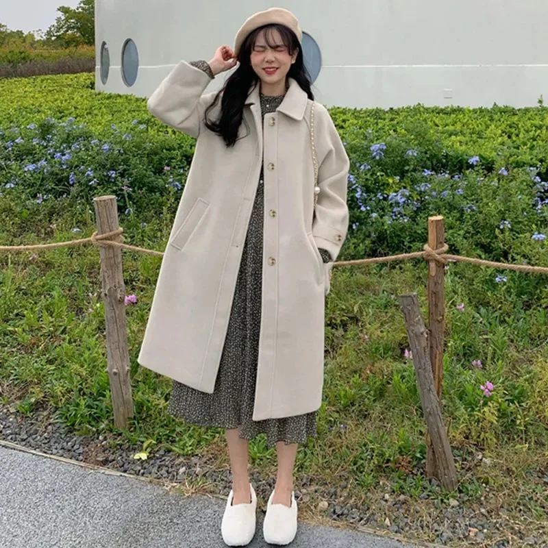 

Woolen Coat Versatile For Women in Autumn Winter Small Stature 2023 New Japanese Thickened Woolen Coat Medium Length Windbreaker