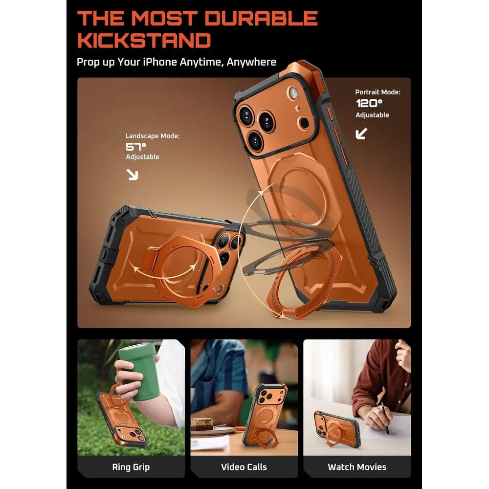 voor iPhone 17 Pro hoesje met standaard (Unicorn Beetle Grip), [Camerabedieningsafdekking] [Compatibel met MagSafe] [Militaire kwaliteit Dr