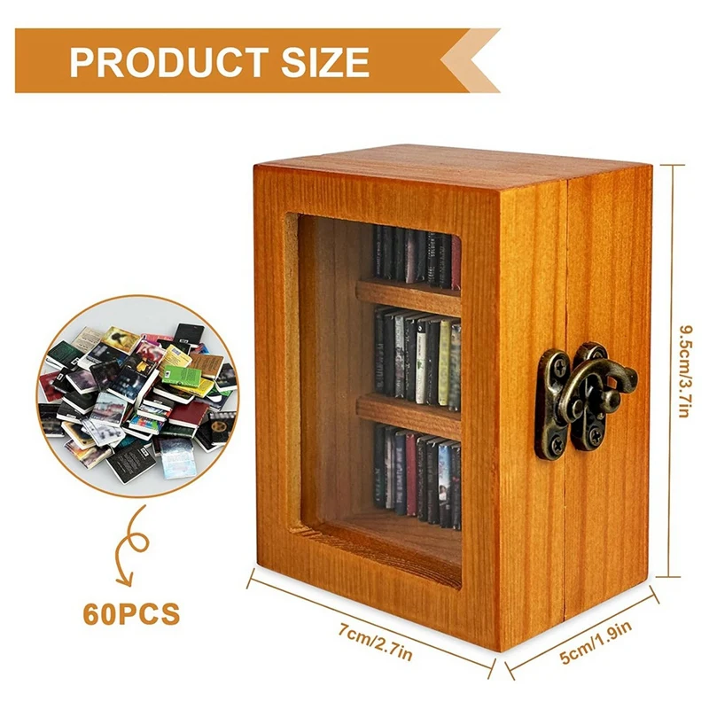 ABKY-Anxiety Bookshelf رف كتب صغير زخرفة رف كتب مصغر يهز مكتبة كتاب القلق الخاصة بك مع 60 قطعة كتب صغيرة #2