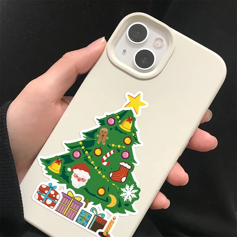 16pcs Christmas Puzzle Stickers Make A Face Santa Claus DIY Waterproof Kids Jigsaw Games Sticker Children Party Decor Toy